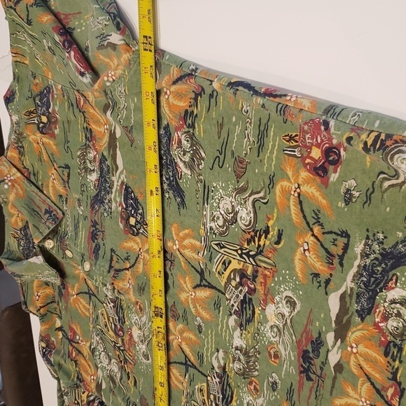 Northern Elements Shirt Men's Large Green Antique Cars Palm Trees - Picture 10 of 11